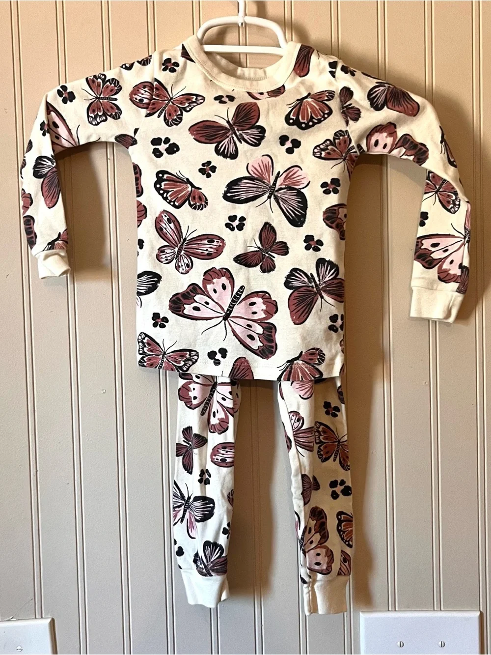 Member's Mark Girls Size 3T Organic Cotton Pajama Set With Butterflies